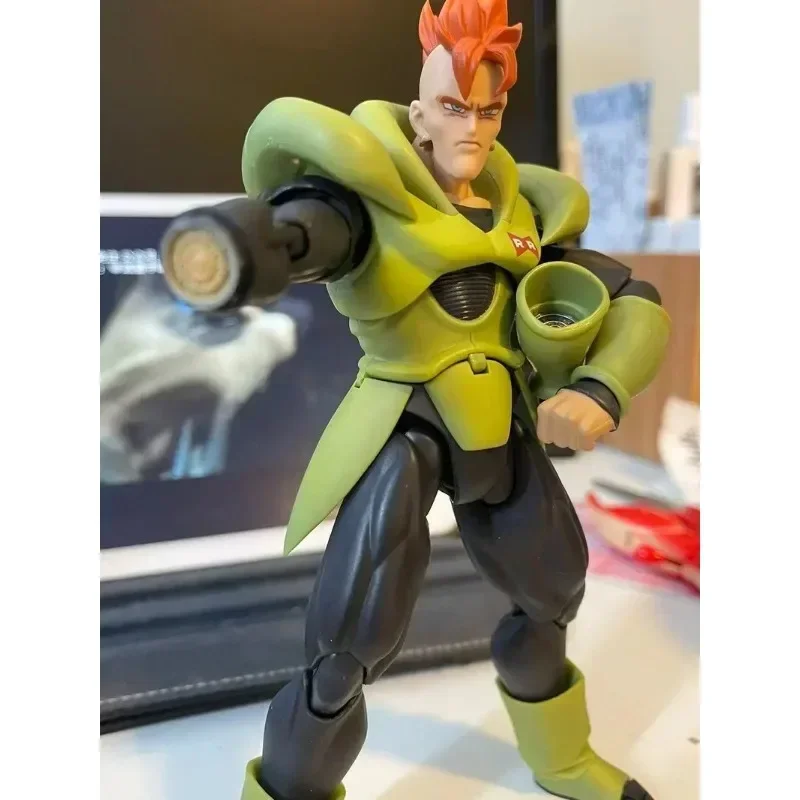 En Stock Original Bandai Dragon Ball SHF Sdcc Android 16 figura de acción de Anime montaje genuino juguete de modelos coleccionables regalo de vacaciones