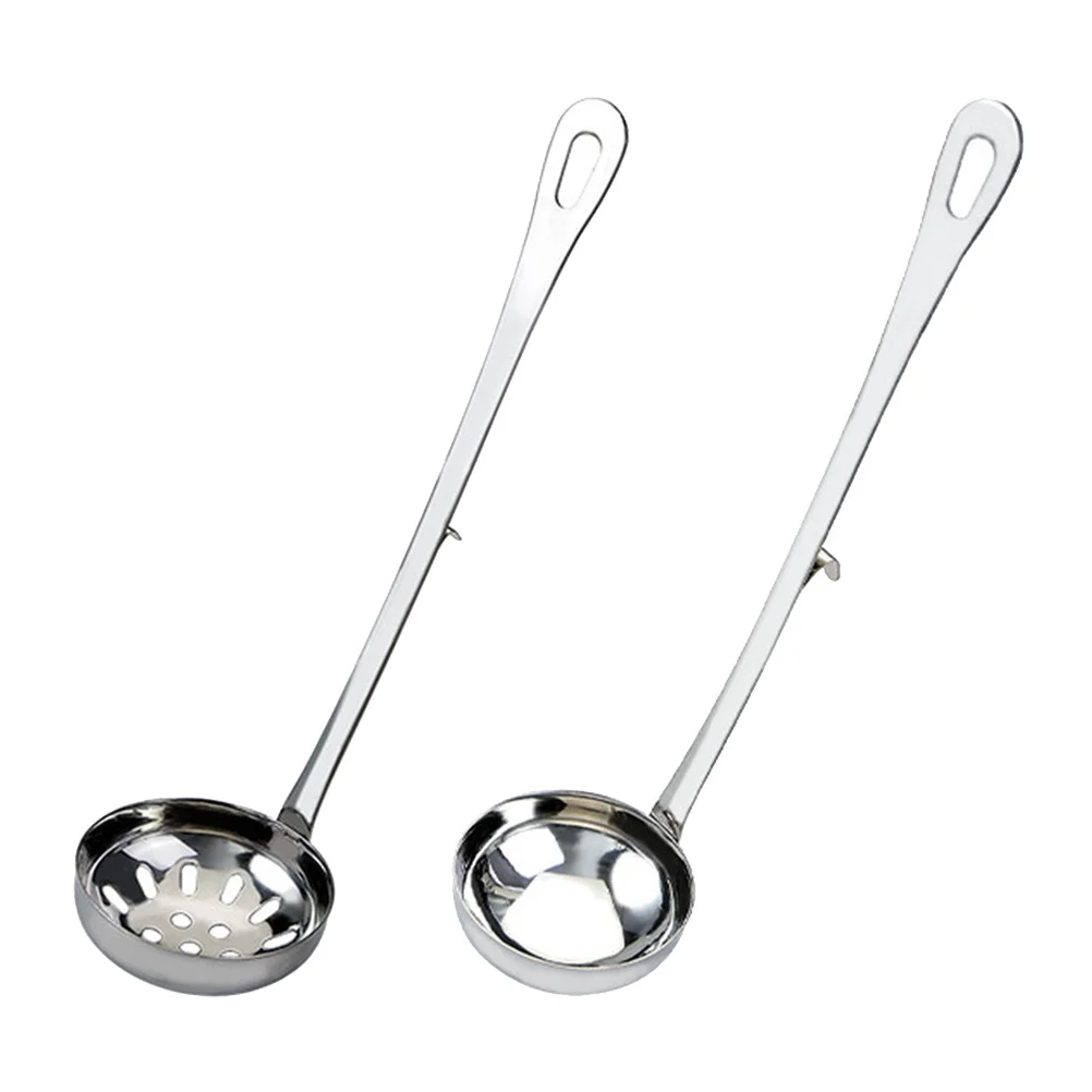 

2pcs Stainless Steel Hot Pot Colander Spoon 6Cm Fine Mesh Long Handle Oil Skimmer Soup Serving Tool For Kitchen Restaurant Home