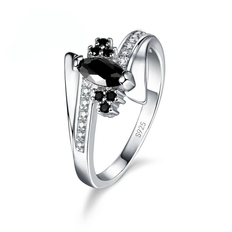 925 Sterling Silver Color Pierścionek zaręczynowy Biżuteria modowa Klasyczny styl Austriacki kryształ Prong Setting Kobiety Dziewczyny Hurtownia — zdjęcie 2