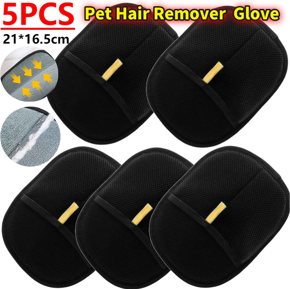 5–1 Stück Tierhaarentferner-Bürsten, Mitt, Tierpflege-Handschuhe, Tierhaarentferner-Handschuhe für Hund, Katze, Kaninchen, mit langem/kurzem/lockigem Haar
