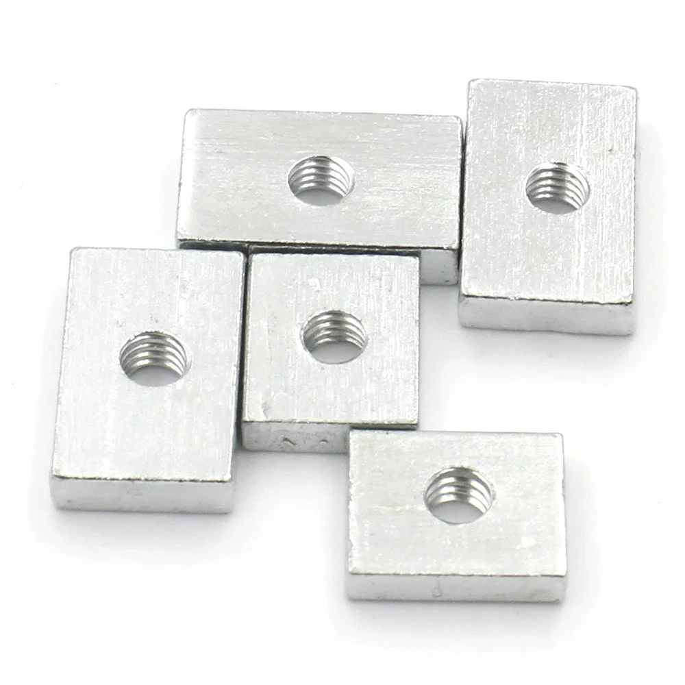 10/50pcs M3 M4 M5 M6 M8 Square Nut Zinc-Plated Carbon Steel Rectangular Nuts Thin Slider Block Nuts Aluminum Profile Accessory