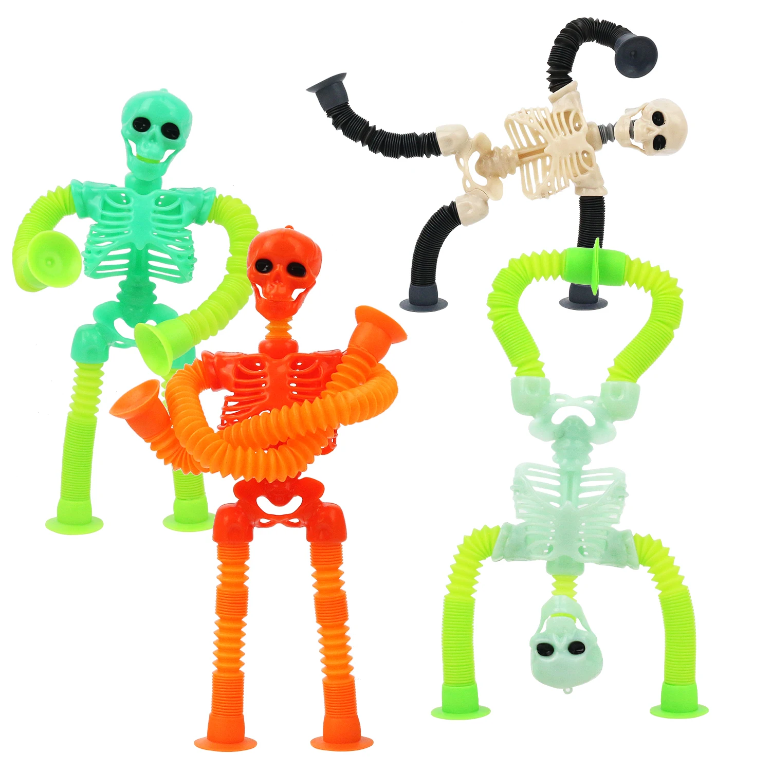 Scheletro telescopico giocattolo Versatile Halloween con ventosa, nuovo, unico, divertente, luminoso, Stretching