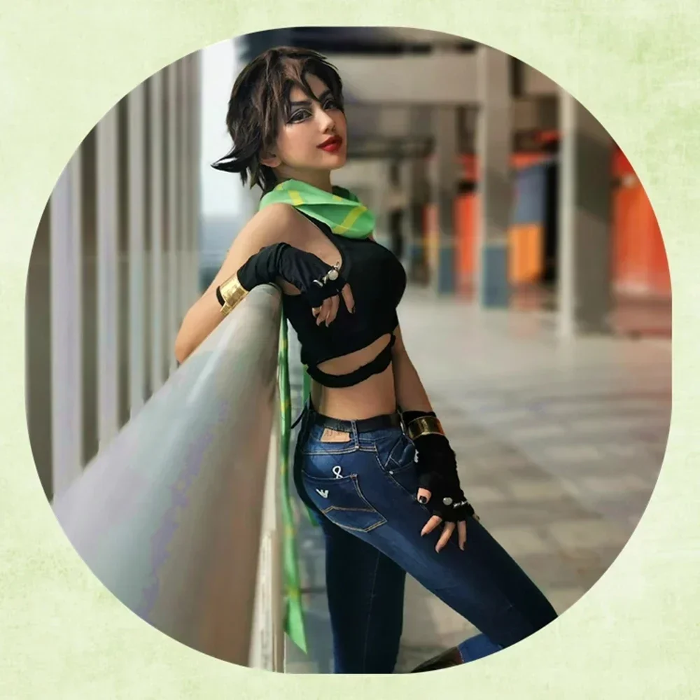 New Anime Joseph Joestar Cosplay Costume Adult Women Men Top Gloves Scarf Suit Uniform Halloween Clothes