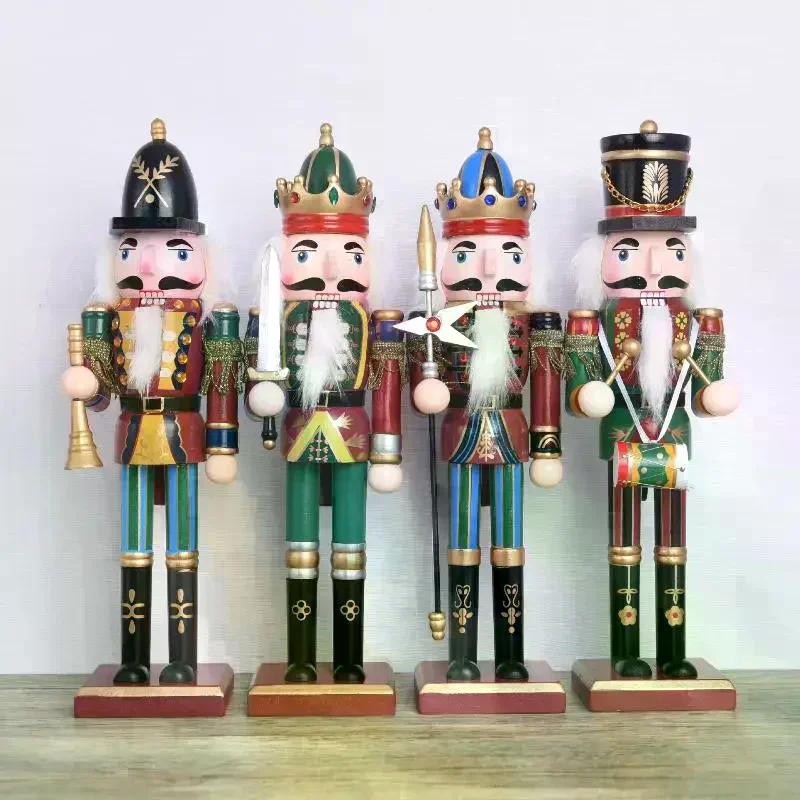 1Pcs 30CM Cartoon Walnut Soldier Home Decoration Christmas Ornament Wooden Nutcracker Puppet Desktop Decor