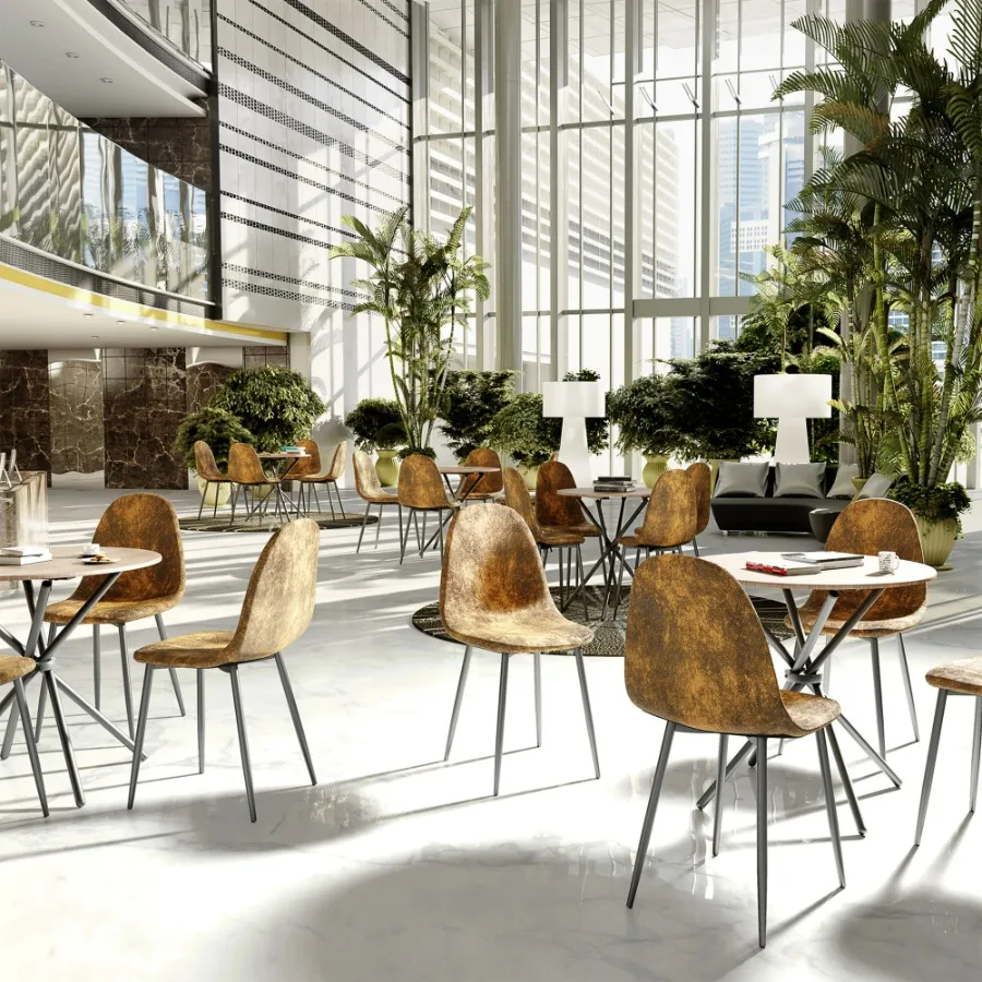 مجموعة Homy Casa مكونة من 4 كراسي طعام منجدة من جلد الغزال لغرفة الطعام العائلية أو المطعم #4