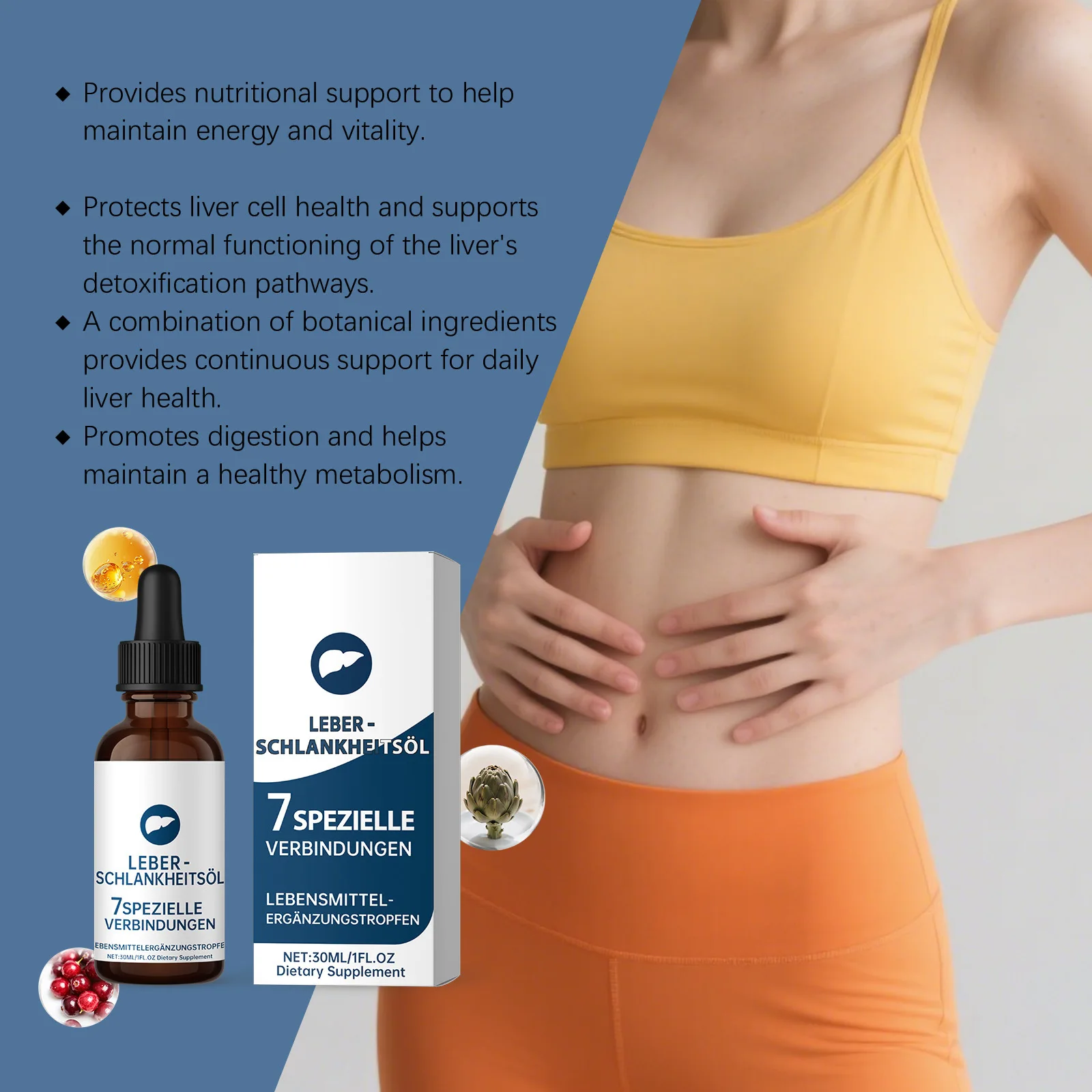 DOCTEAT Liver Health Drops Detox Promote Intestinal Digeste Maintain Blood Sugar Balance Burn Fat Boost Immunity Body Care Drops view 3
