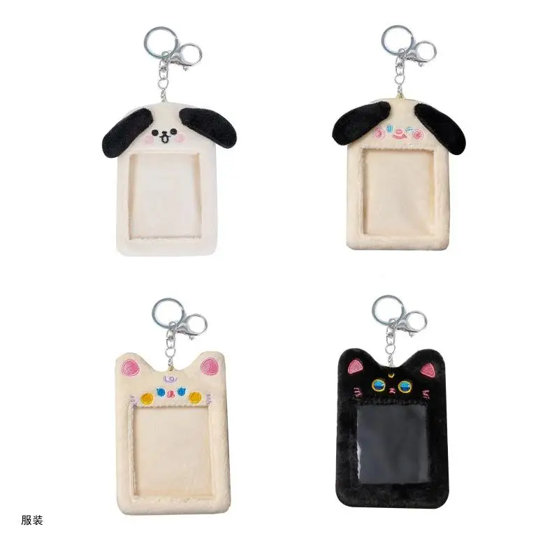 

D0UD Bear Plush Photocard Holder Credit Card Keychains Bus Card Protective for Case Photo Sleeves Stationery