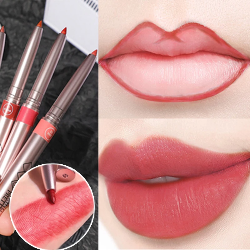 Outline Lips Shape Lip Liner Pencil Sexy Red Matte Contouring Lip Tint Lasting Non-stick Cup Nude Lipstick Pen Makeup Cosmetic