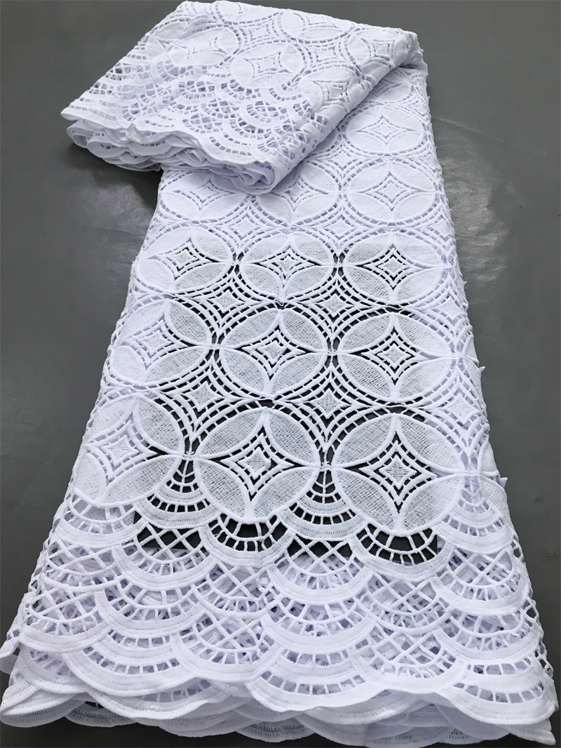 White Guipure Cord Lace Fabric High Quality 2025 African Water Soluble Fabric Lace Evening Party Dresses For Women,2.5yards 3039