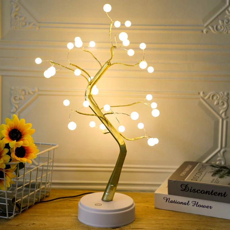 Tree LED Christmas Night Light Mini Copper Wire Garland Lamp For Kids Home Bedroom Decoration Decor Fairy Light Holiday light