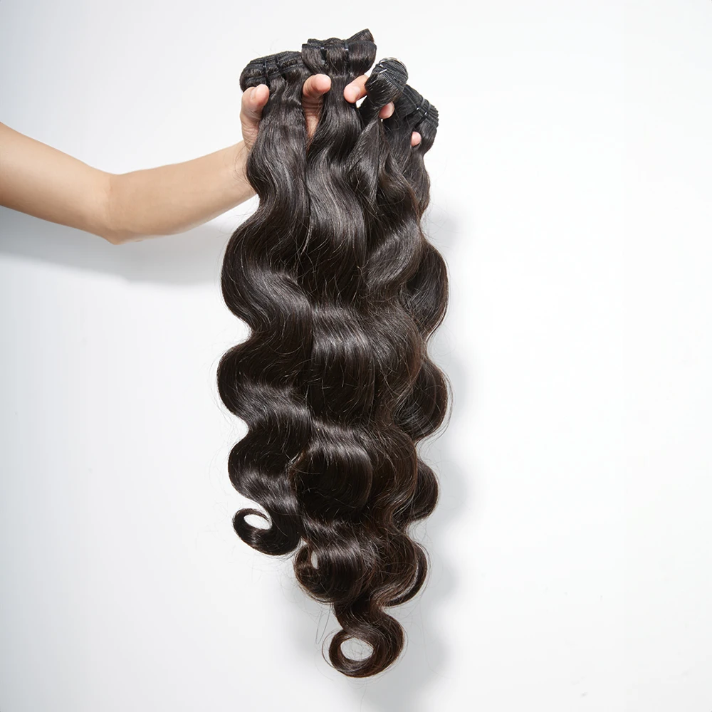

Натуральные волосы Body Wave, 100% человеческие, двойной плотности, натуральный черный цвет, 1/3/4 шт., бразильские, необработанные, в продаже