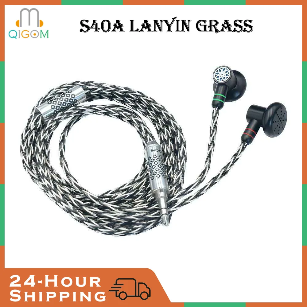 

QIGOM HIFI Wired Headsets, S40A Lanyin Grass, High Analytical Separation, 40Ω 112dB, Fully Open Design, Flathead Earphones