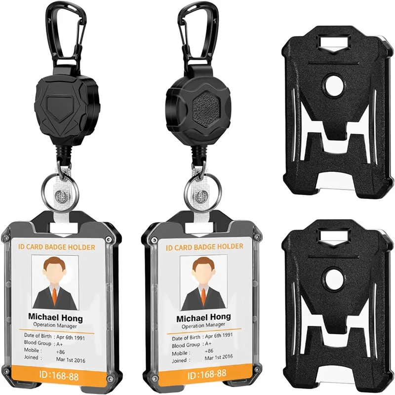 

QWE-2 Pack Выдвижной держатель бейджа, прочный брелок для бейджа с катушкой и держателем удостоверения личности, выдвижной брелок на ремешке