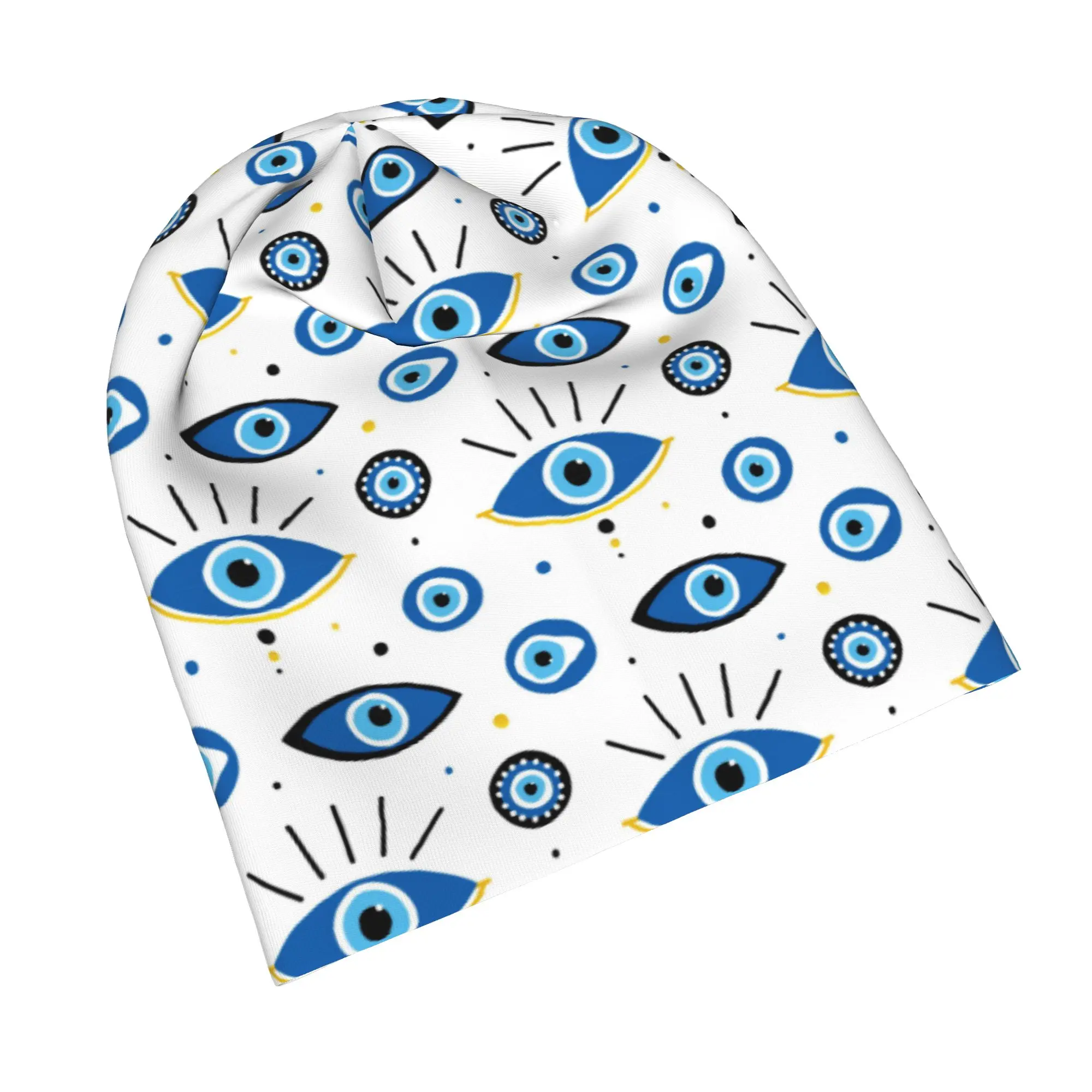 Nazar Evil Eye Lucky Charms Skullies Beanies Hats Turkish Amulets Autumn Winter Unisex Outdoor Caps Warm Head Wrap Bonnet Hats