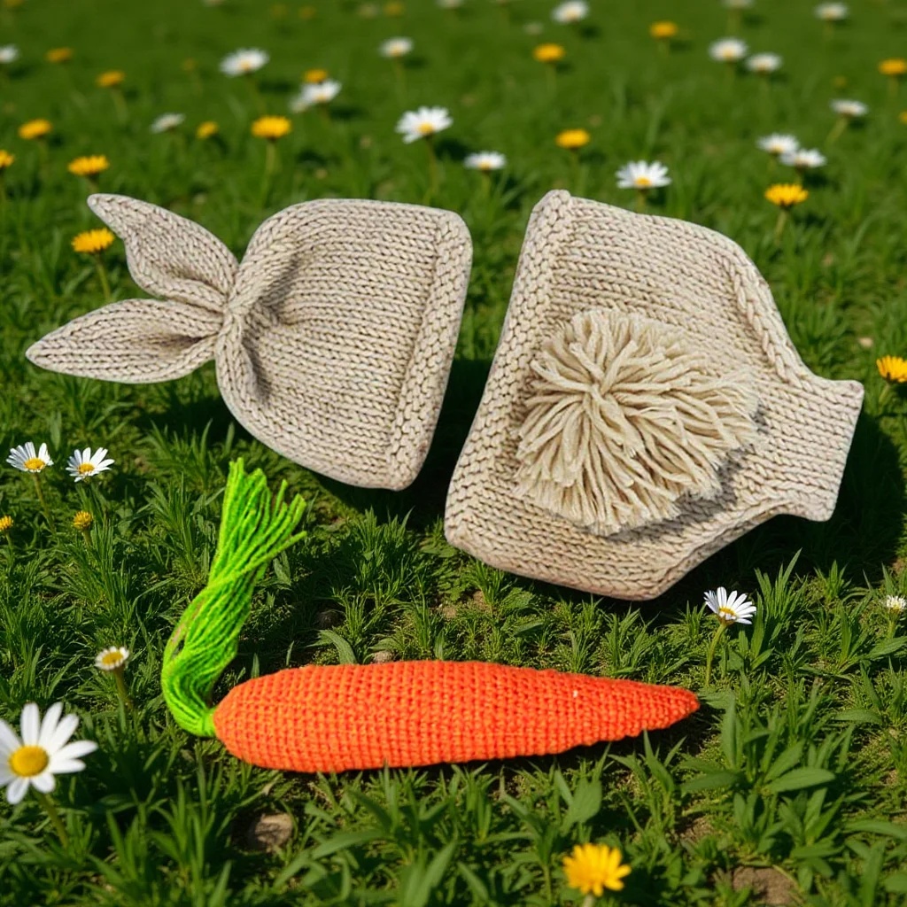 

Adorable Baby Photography Costume Knitted Rabbit Outfit for Newborn Photo Shoot Woolen Baby Photo Outfits and Props