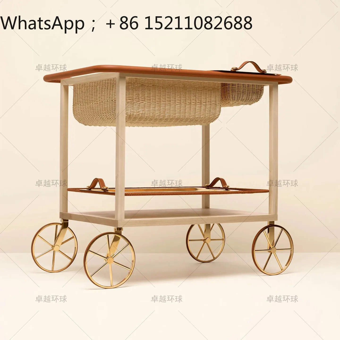 LLY light luxury sofa side table mobile cart coffee table small apartment living room metal belt wheel rack
