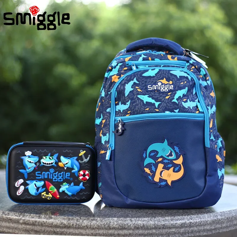 Genuine Australian Smiggle Deep Blue Dolphinfish Student Backpack Children\'s Stationery Pencil Case Zipper Backpack Student Gift