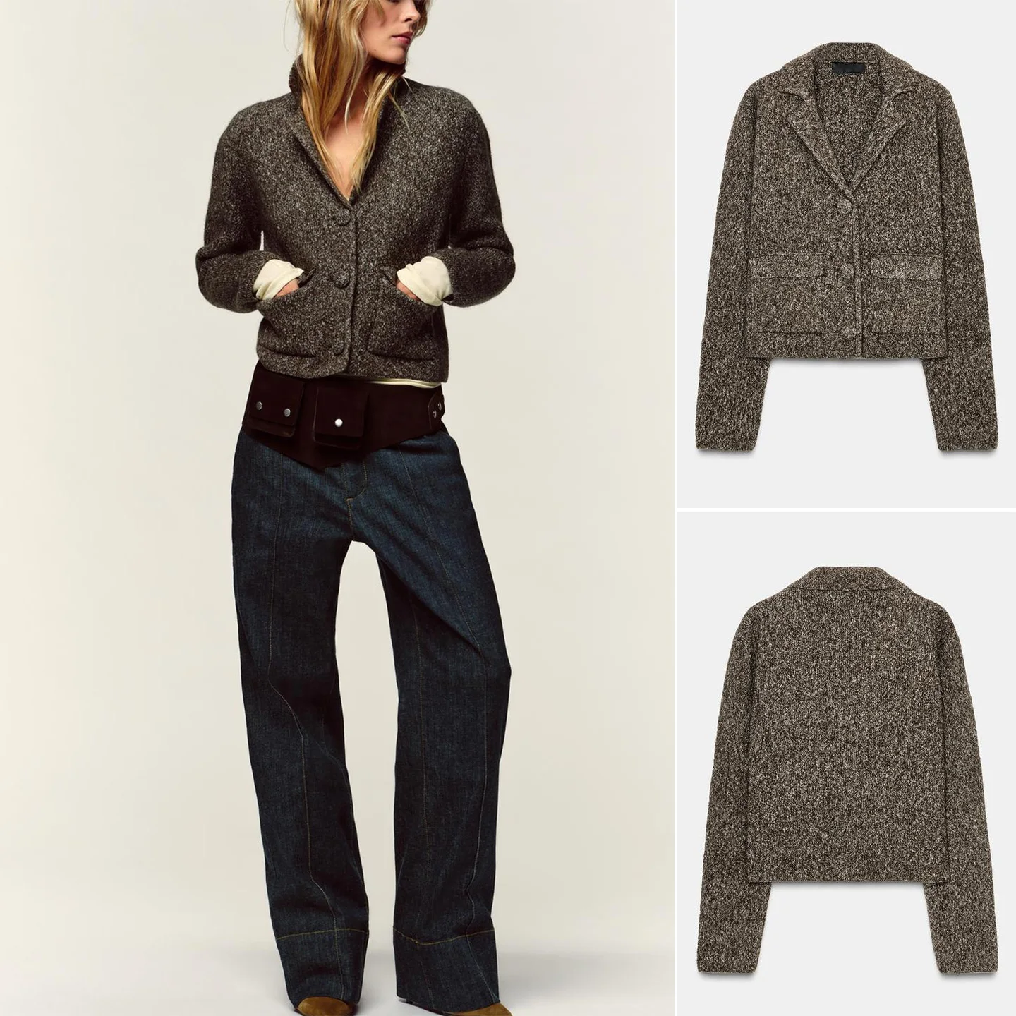 

Осенний новый женский свободный вязаный длинный свитер-кардиган све с большими кетми, повседневное теплое пальто из полиэфирного волокна