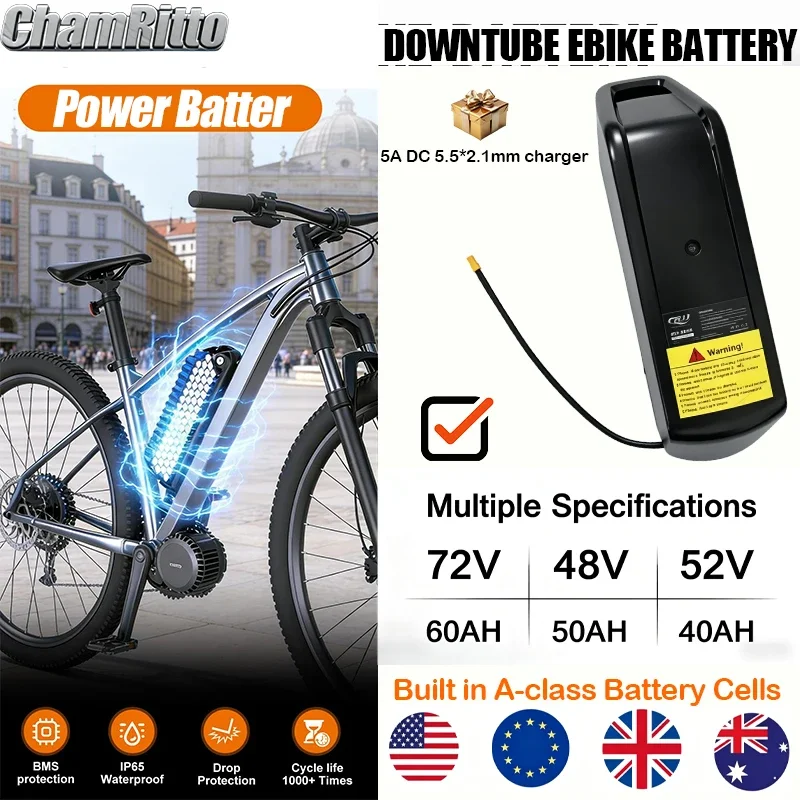 

Electric Bike rider Bateria 48v 45ah Bafang 60V 2000w E-Bike 72V 30ah Akku Hailong Batterie 52V 50 60ah 21700 Lithium Velo Akku