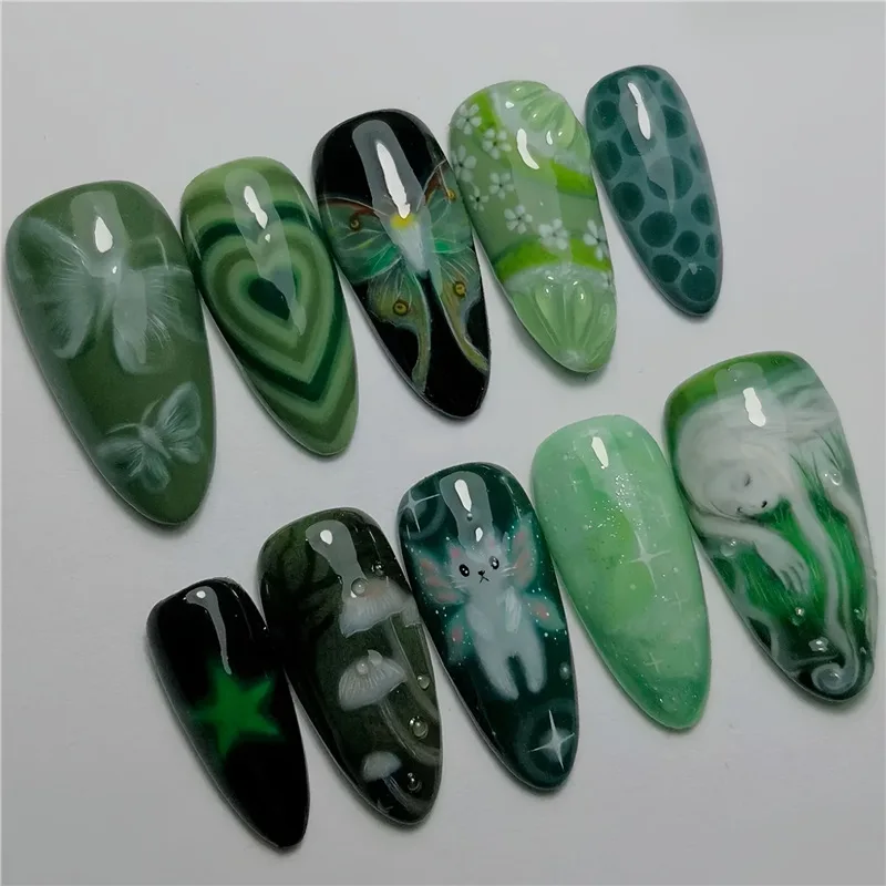 24Pcs False Nails Sweet and Edgy Sophisticated Designs—Floral and Solid Colors Press-On Nails—Perfect As A Gift for Girls