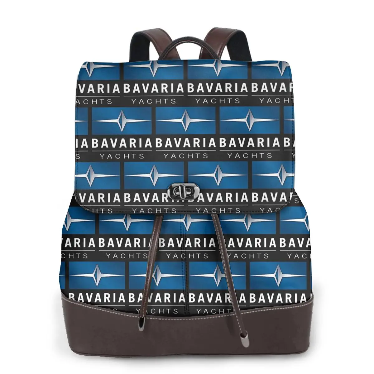 Bavaria Yachts Blue Silver Logo Bookbag School Student Bags Hiking Travel Daypack for Women Fashion Derma Backpack
