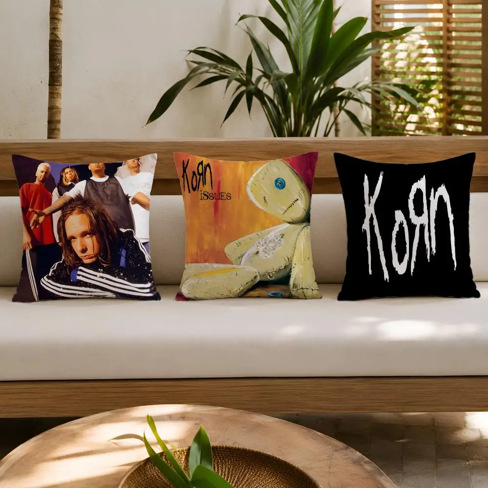 Rock Band K-Korn-Follow The Leader Cushion Cover Double-Sided Plush Sofa Pillow Case Organic Breathable Invisible Zipper