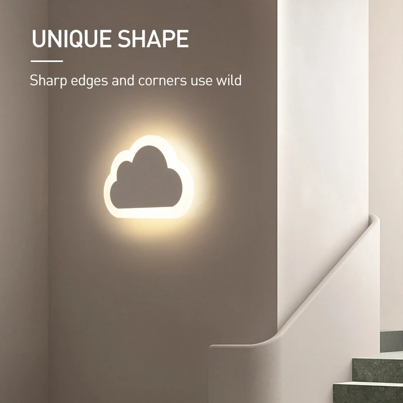 Imagem -02 - Nordic Led Wall Lamp For Childrens Bedroom Indoor Decor Acrylic Sconce Cloud Design Kids Bedside Lights