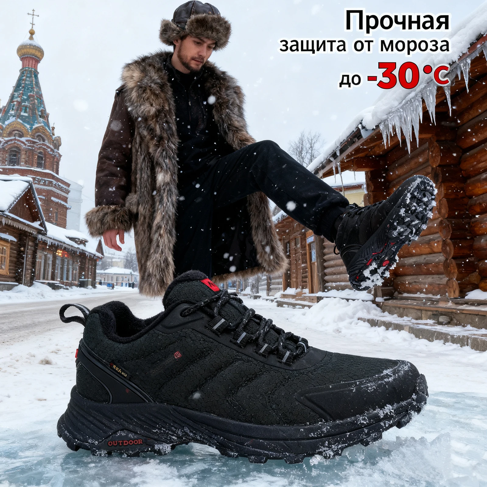 Baasploa Men Winter Shoes 2025 Non-Slip Comfortable Waterproof Hiking Outdoor Sneaker Keep Warm Light Male Walking Shoes