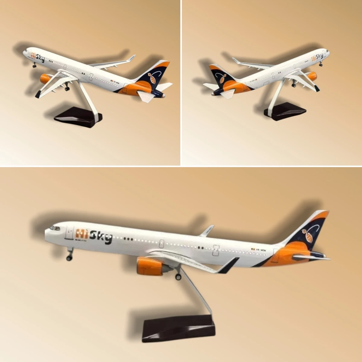 a321-ルーマニア-スターキシング-エアバス-43cm-イルミネーション付きダイキャスト樹脂製航空機模型（ランディングギア付き）1-135スケールモデル玩具
