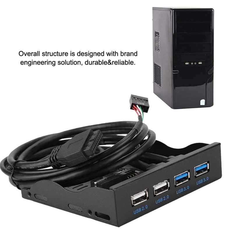 USB Front Panel, High Speed 4 Ports 2 USB 3.0+2 USB 2.0 Hub, 19PIN/9 Pin 3.5 Inch Front Panel Connector