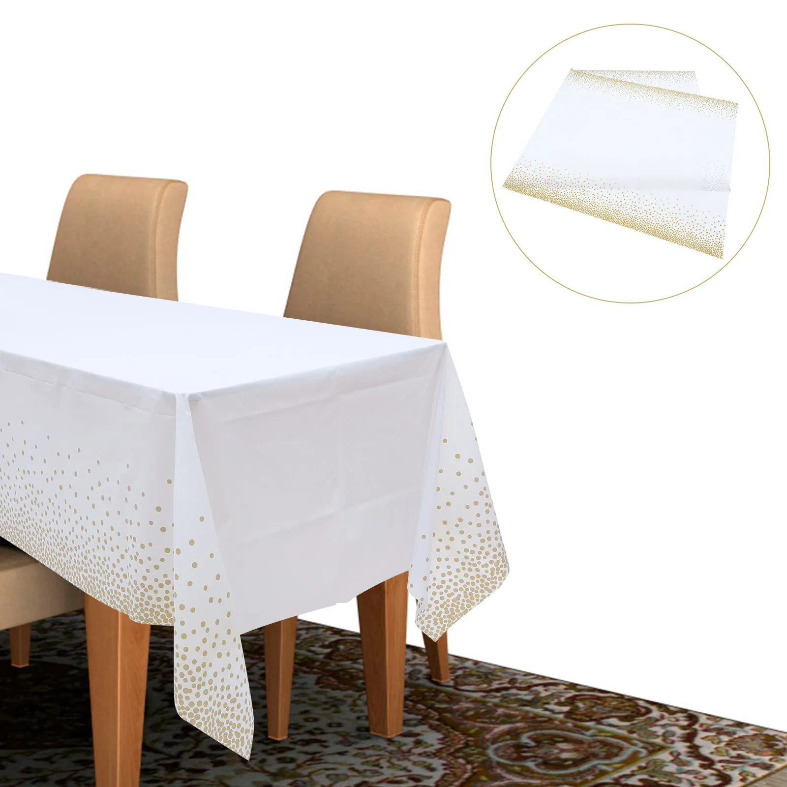 

5Pcs Stylish Rectangular Gold Dot Tablecloth Disposable for Dining Table Decoration in Living Room Bedroom Garden