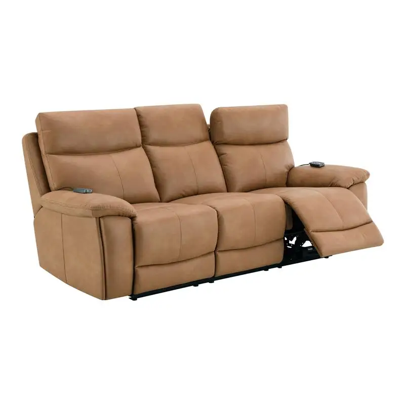 

Brown Leather Power Motion Sofa with USB & Power Headrest