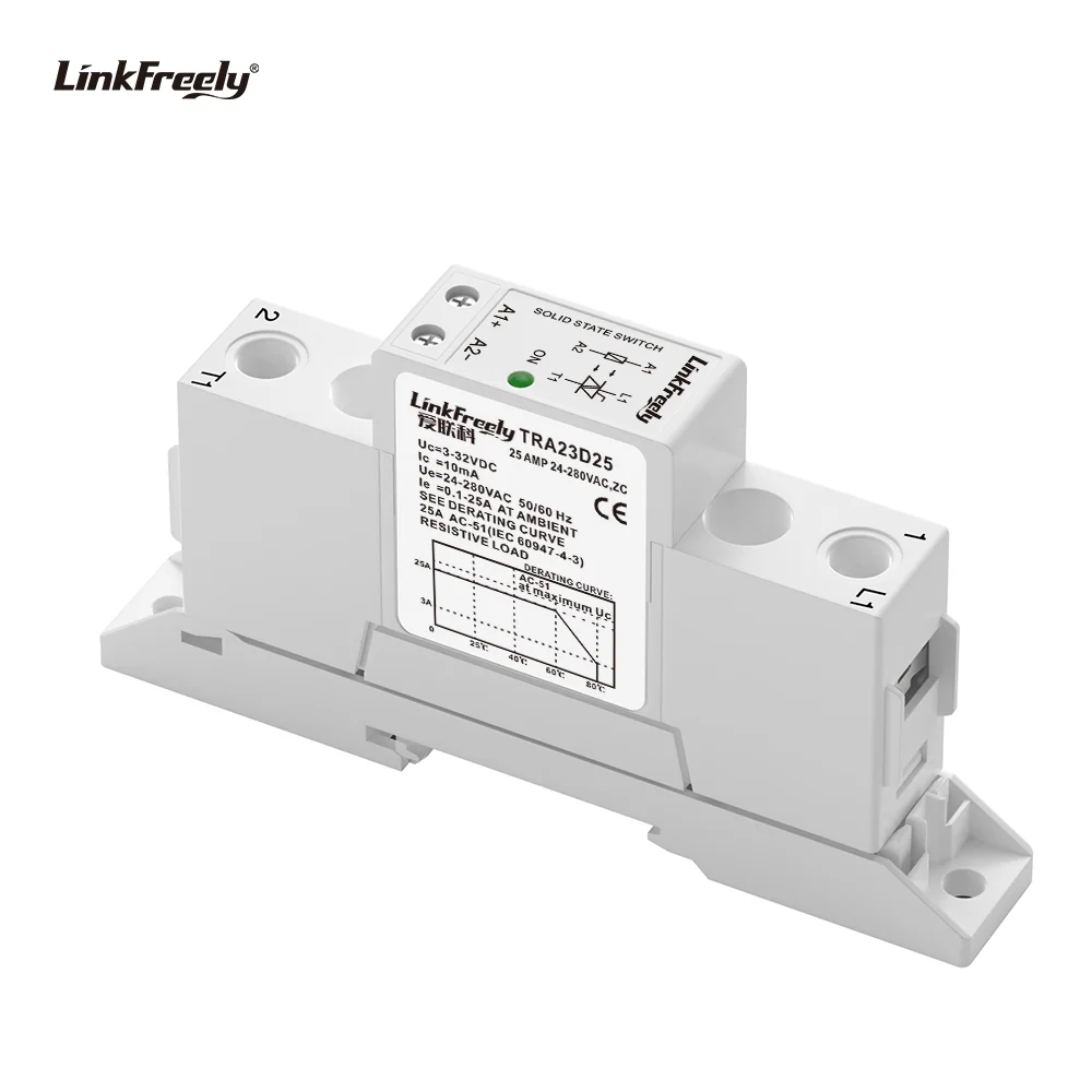 TRA23D25K TRA48D25K 25A Mini Smart Auto Solid State Relay Module DC to AC 24-280VAC 42-480VAC Out SSR Relay Board With Radiator