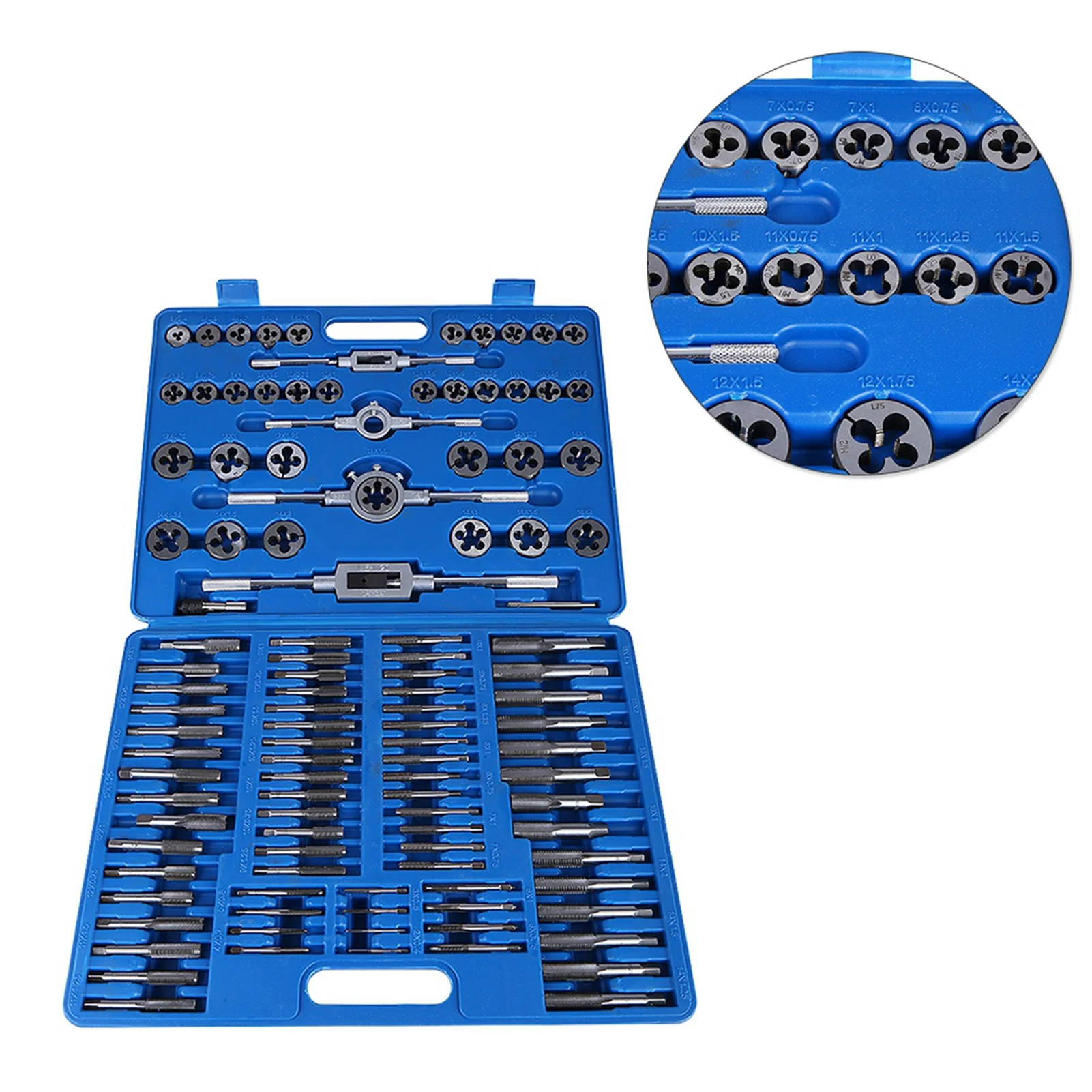 110pcs/set M2‑ Screw Nut Thread Taps Dies With Wrench Handle Heavy Duty Hand Tool Kit Thread Tap Tap Holder Tapping Tool