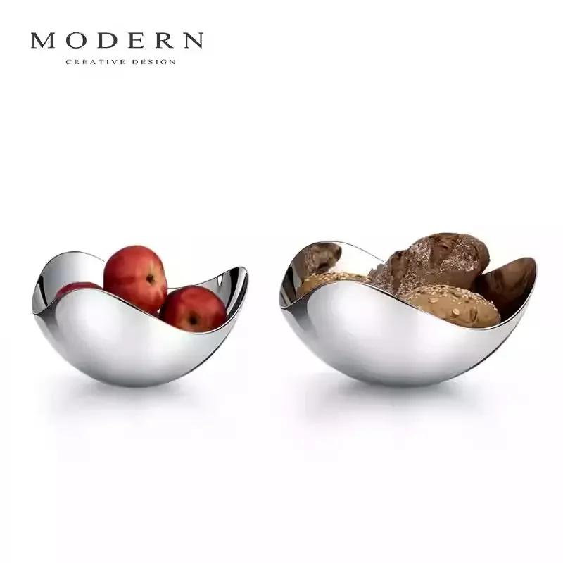MODERN Nordic ins style stainless steel light luxury large fruit plate fruit pocket living room home decoration ornament