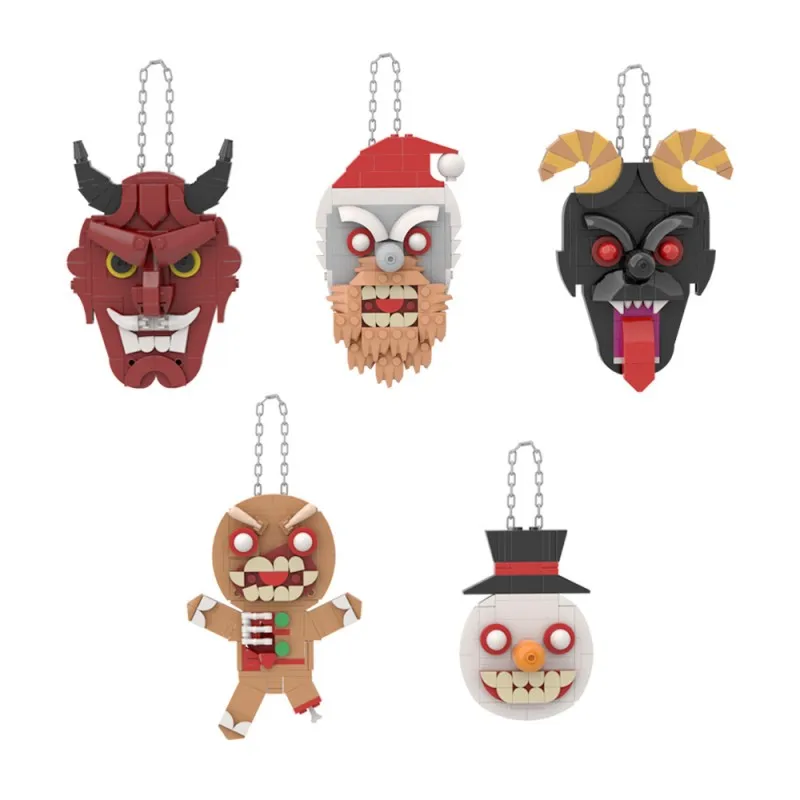 Halloween Demon Pendant Building Blocks Kit Creative Design Krampus Masks Scary Gingerbread Home Decor Bricks Toy Adult Gift view 3