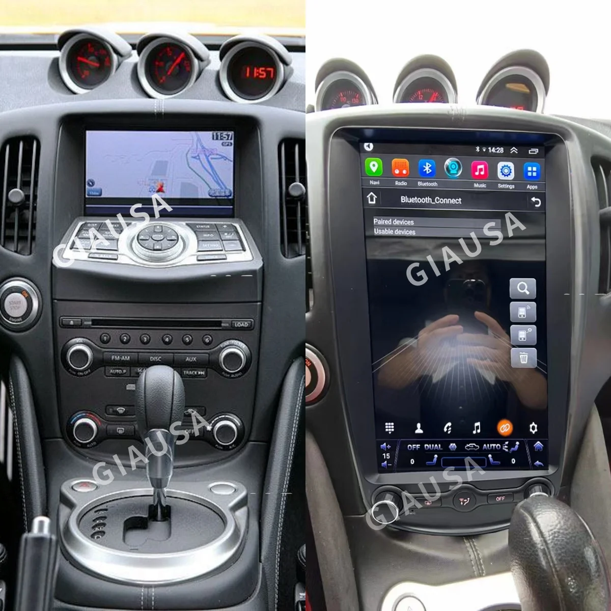 Android 14 Tesla Style For 2008-2019 Nissan 370Z Car Radio Multimedia Video Player GPS Navigation Carplay Head Unit Touch Screen