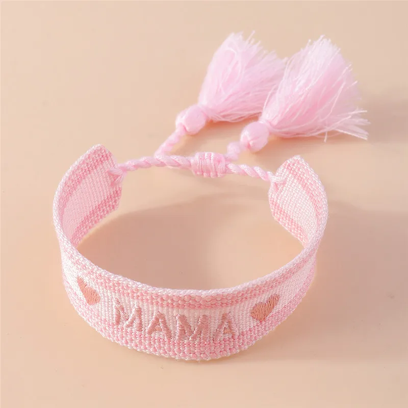 Neue Boho verstellbare gewebte Seil Armbänder Armreif Stickerei geflochtene Quaste beste Mutter Mama Armbänder für Muttertag Schmuck Geschenke – Detail 10