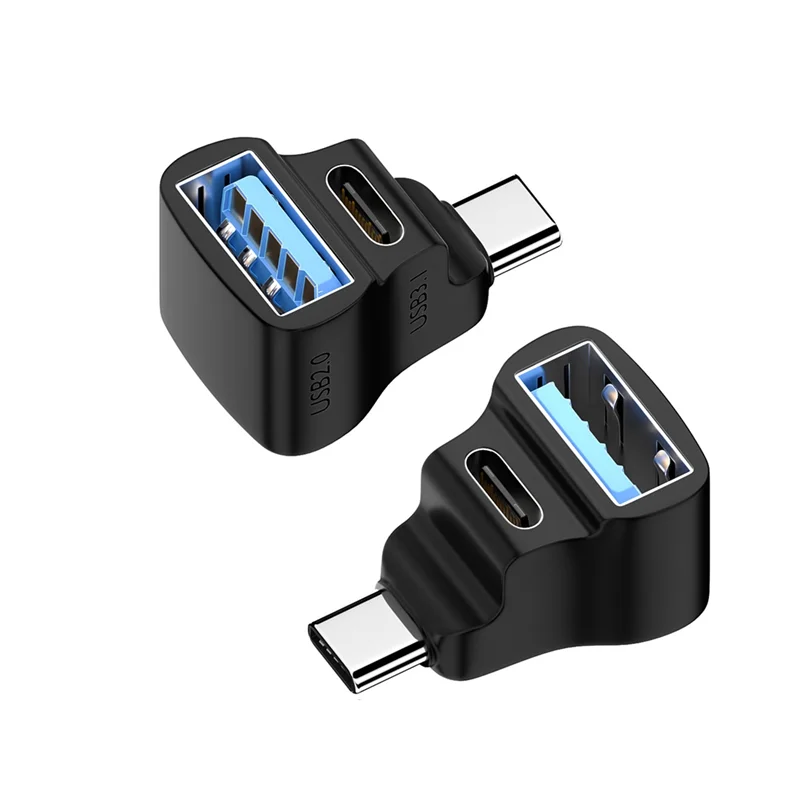 A13E-2Pcs 180 Degree USB-C Adapter For Steam Deck& For ASUS Rog Ally Dual USB-C 20Gbps 8K 60Hz PD 140W Connector