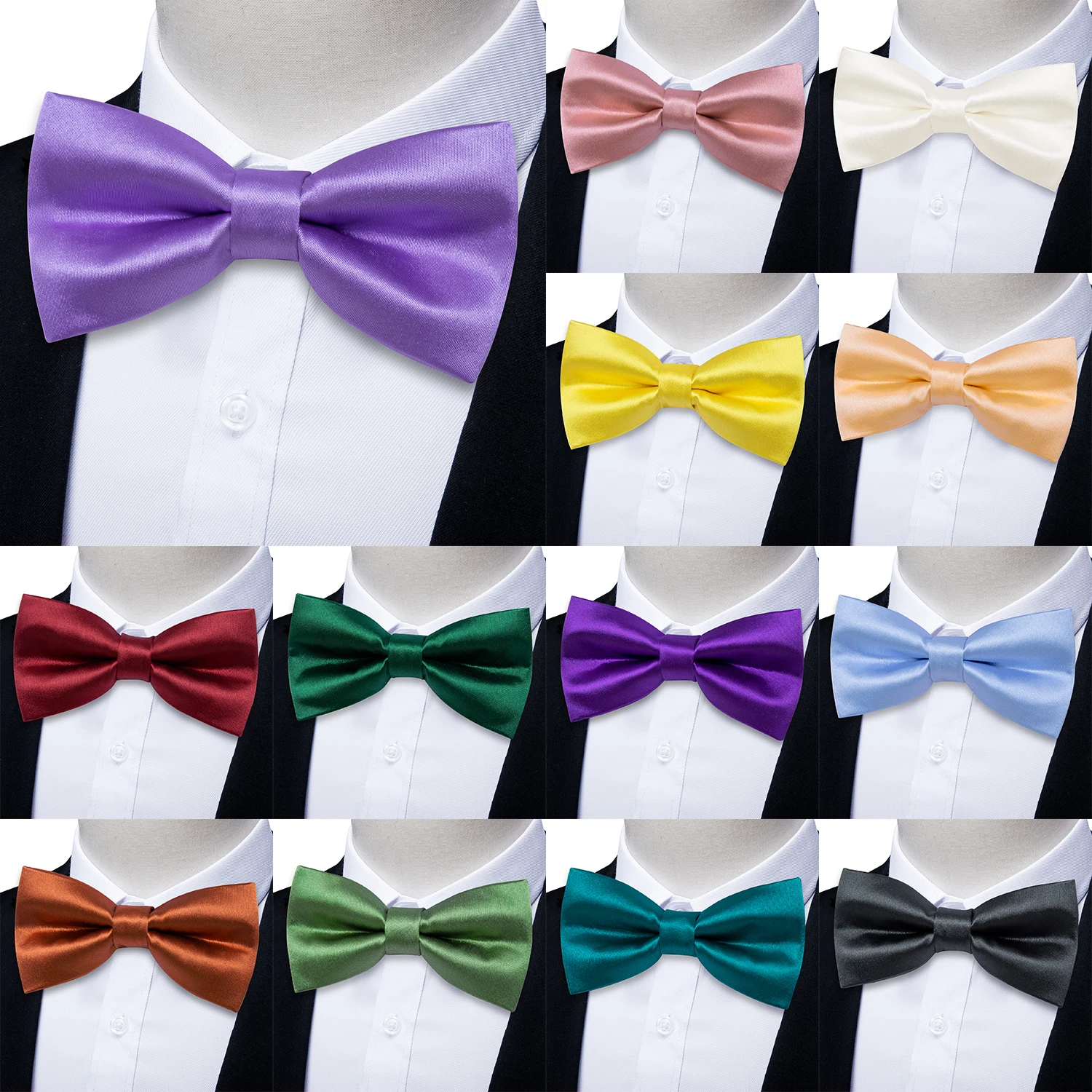 Solid Color Bow Ties, Polyester Woven Neckties, for Hotel Staff, Service Professionals, Choir, Groomsmen, and Group Events