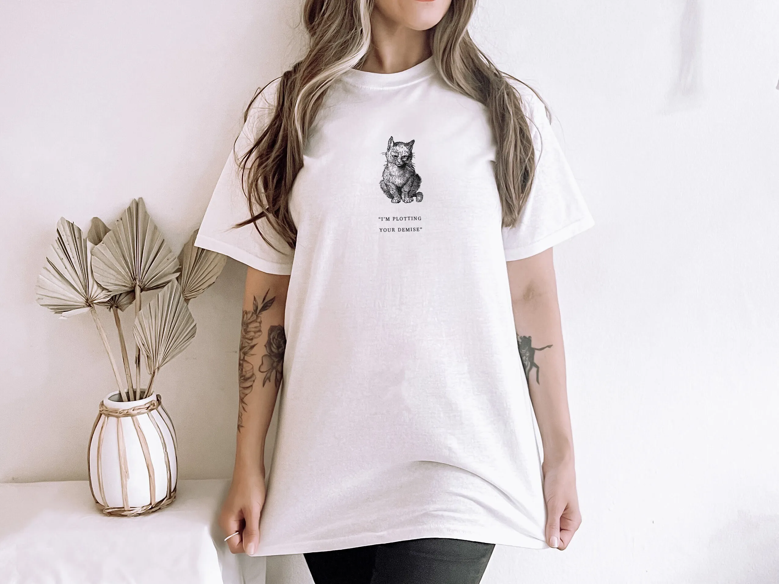 I'M Plotting Your Demise Funny Cat T Shirt Silly Lovers S For Angry