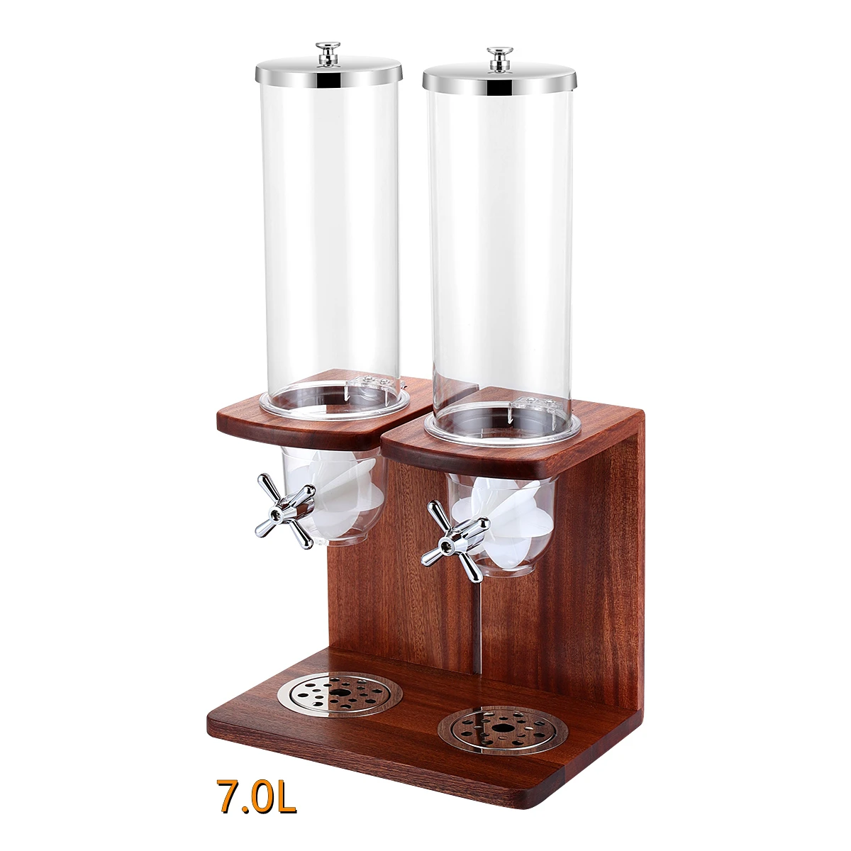 

Factory wholesale Commercial Double Bulk Dry Food Storage Dispenser With Wood Base