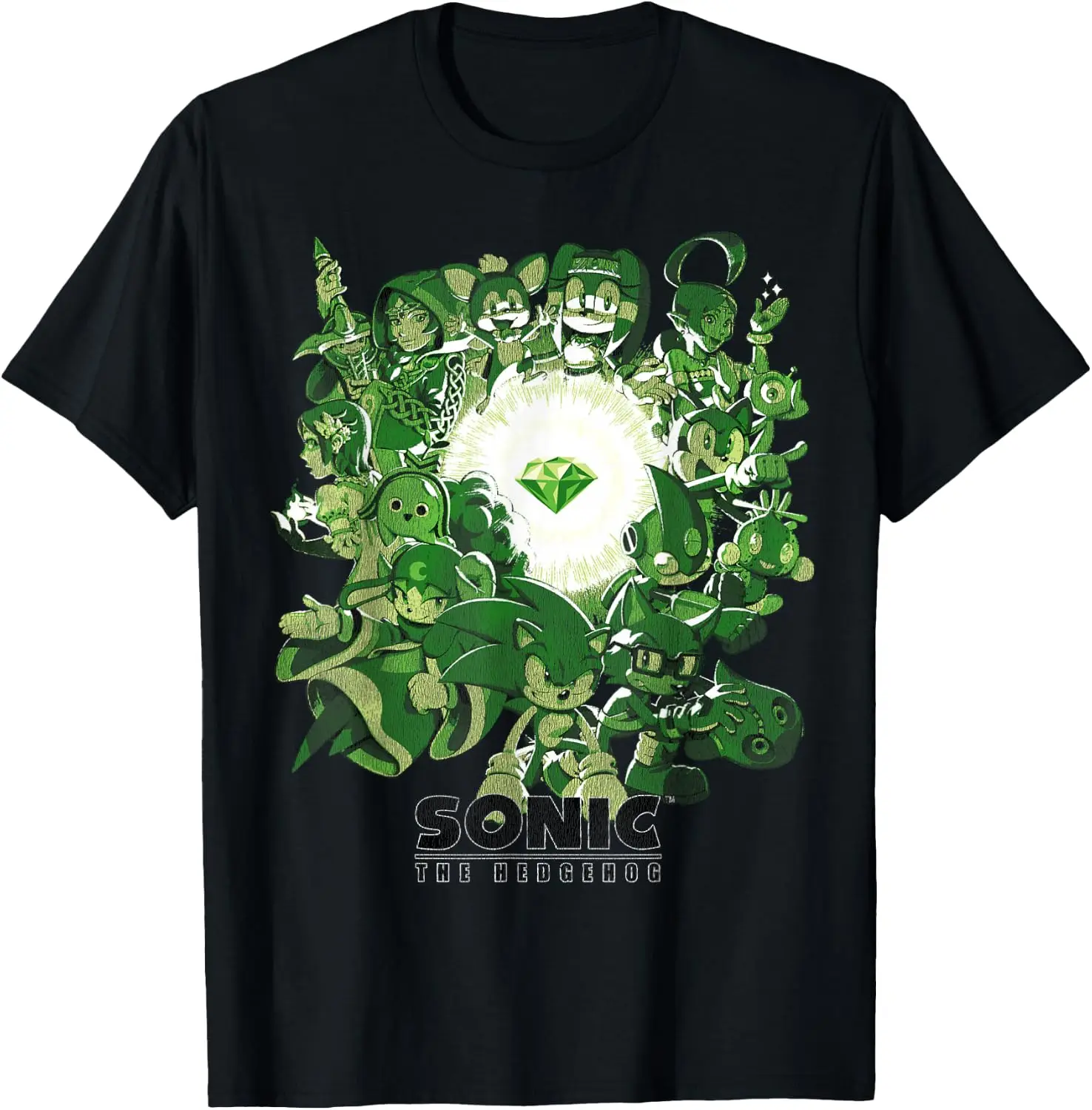 Sonic Hedgehog - Guardians Of The Emerald T-Shirt 100% Cotton Trendy Y2K Short-Sleeve Tee-Soft, Quick-Drying, Moisture-Wicking;