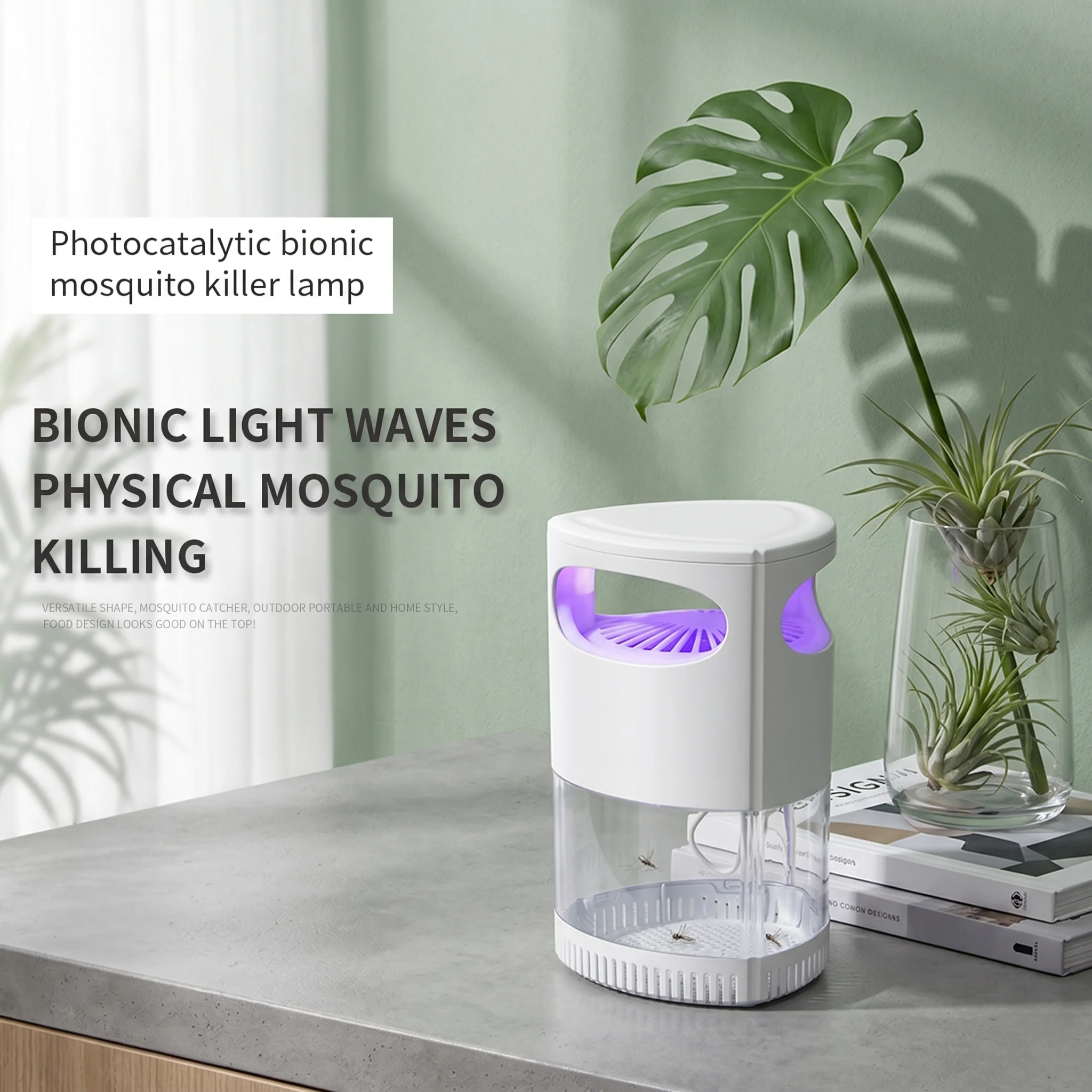 Upgraded Mosquito Killer Lamp Bionic Purple Light Temp Simulation Strong Suction Bug Trap USB Quiet Safe Indoor Insect Catcher