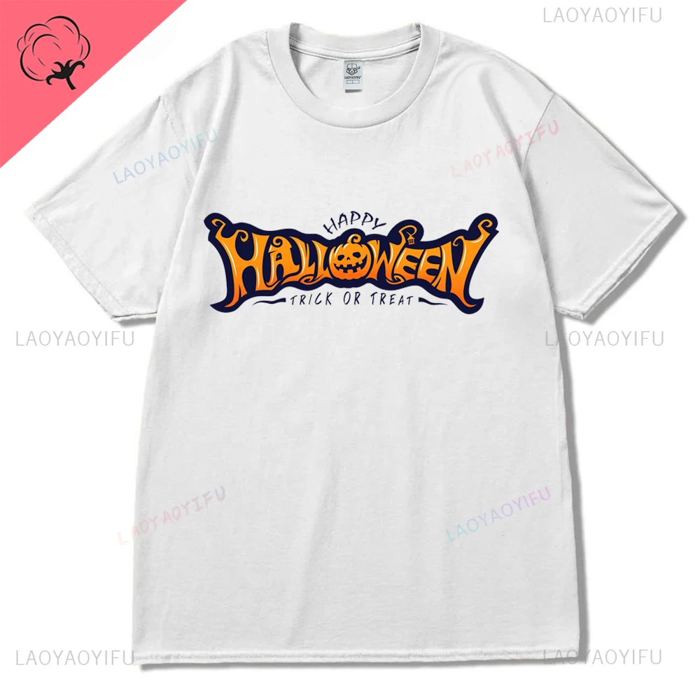 Happy Hallween Graphics Hallowmas Printed Cotton T Shirt Fashion Streetwear Short Sleeve Man Tshirt Hipster Comfort Breathe Tees