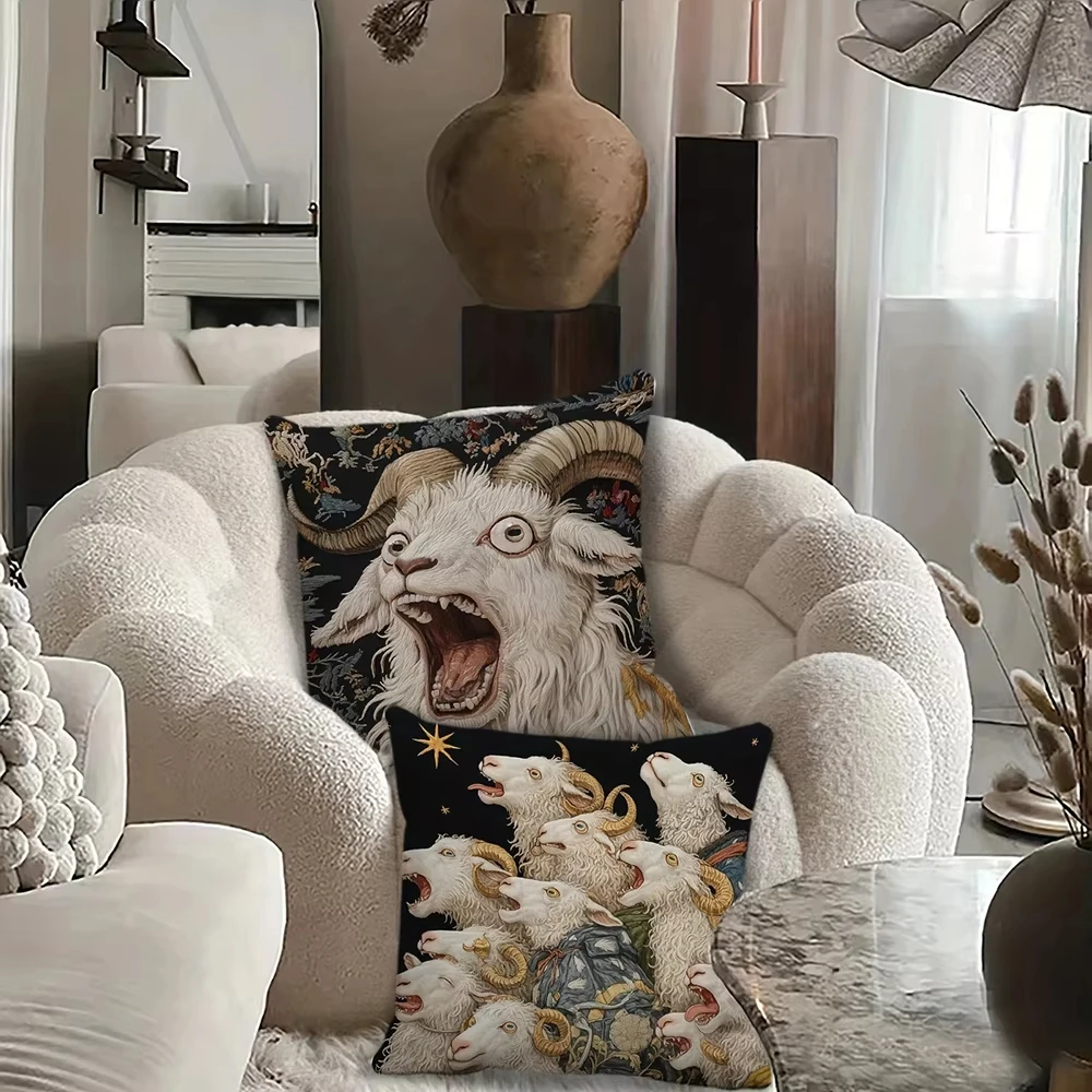 2025 Exquisite Goat Print Cushion Cover Is A Dreamy Decoration For Your Family Sofa Cushion Cover And Home Room Decoration