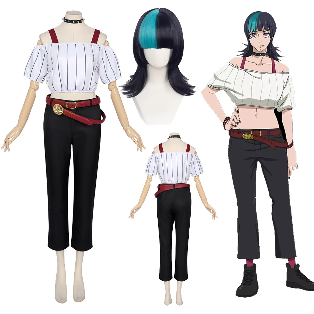 Hoshi Kirara Cosplay Top Pants Belt Wig Jujutsu Kaisen Anime Heat Resistant Synthetic Hair Costume Carnival Halloween Disguise