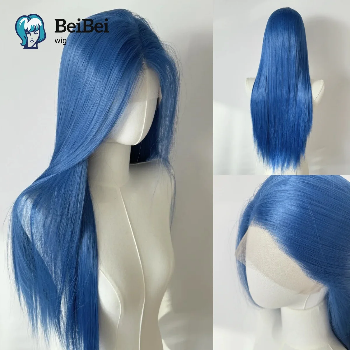 13*4 Blue Wig 26inch Long Straight Lace Front Wig Synthetic Lace Wigs Glueless Heat Resistant Wigs for Women Cosplay Pelucas