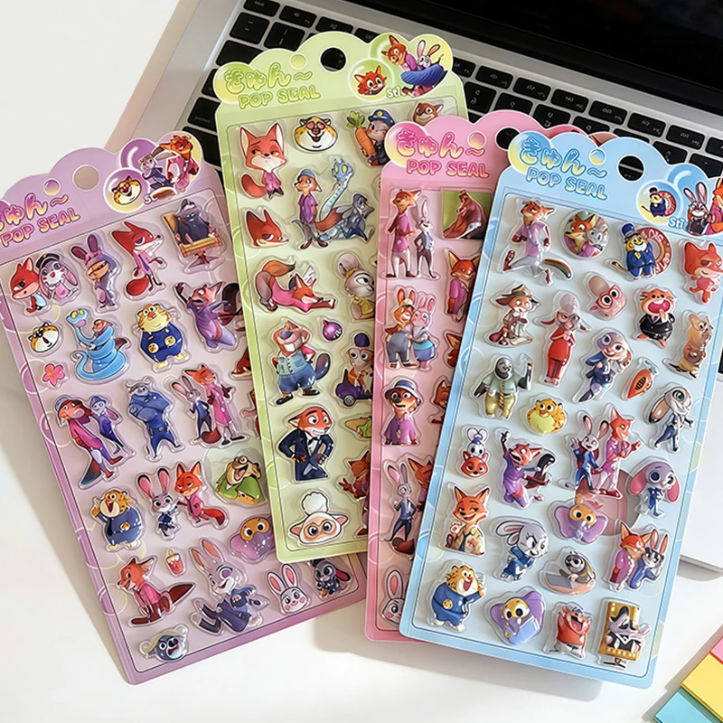 Anime Zootopia 3D Diy Mini Relief Stickers Kawaii Judy Nick 