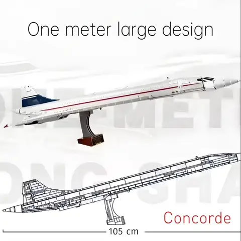2025 Ny skala Concorde byggstenar set 2083 delar supersonisk flygplansmodell med rörliga vingar landningsställ STEM-leksak för barn 10 best sales konkorde - №3